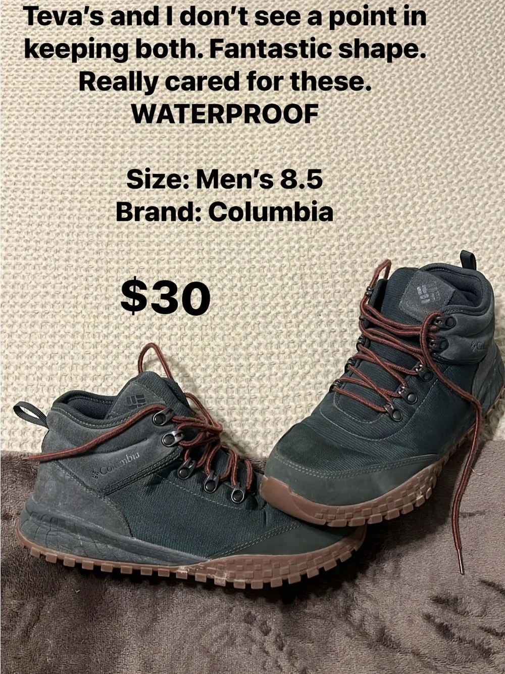 Columbia Men's Black and Brown Lace-Up Waterproof Hiking Boots